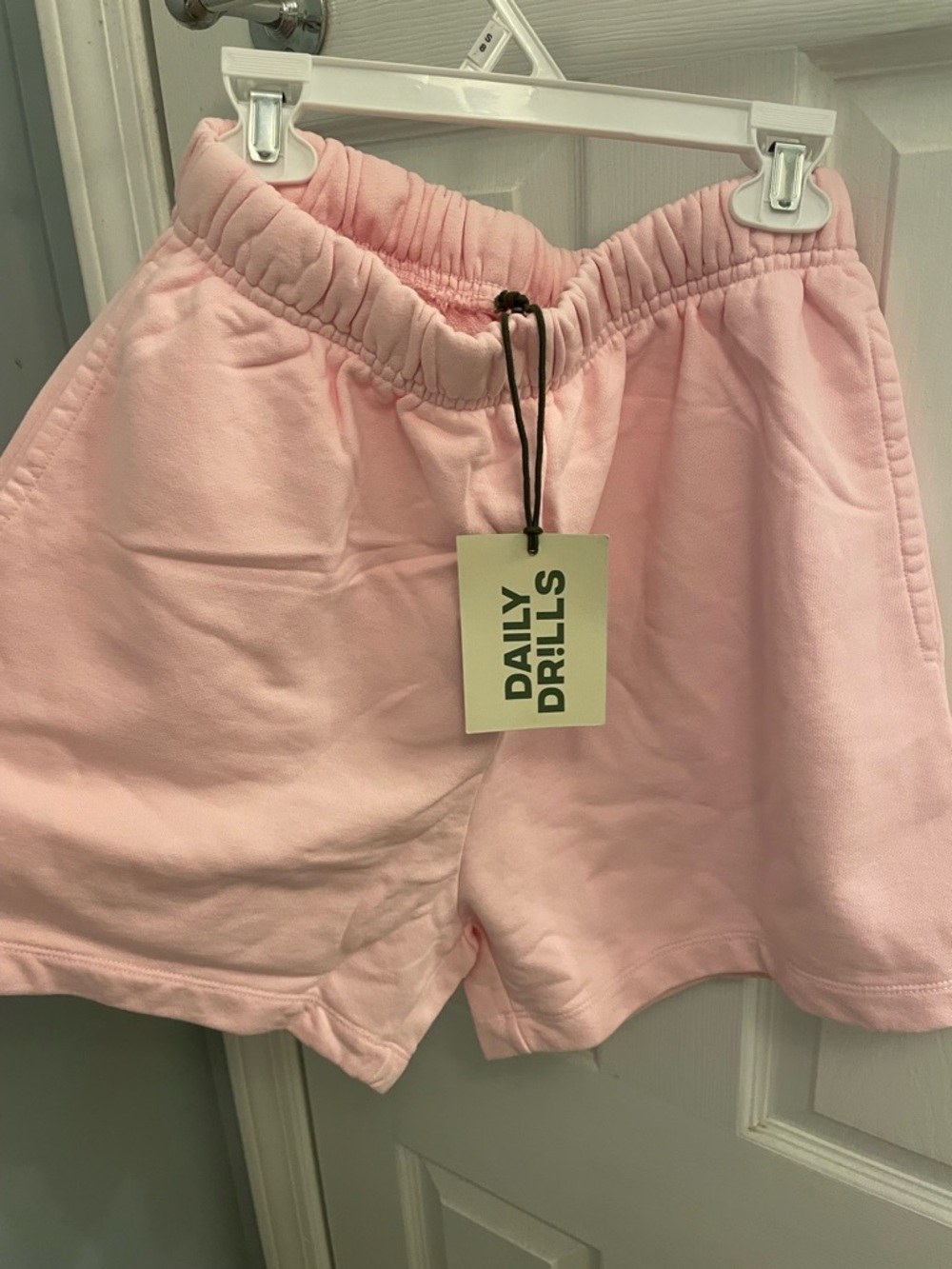 Daily Drills Light Pink Elastic Waist Drawstring Athletic Shorts